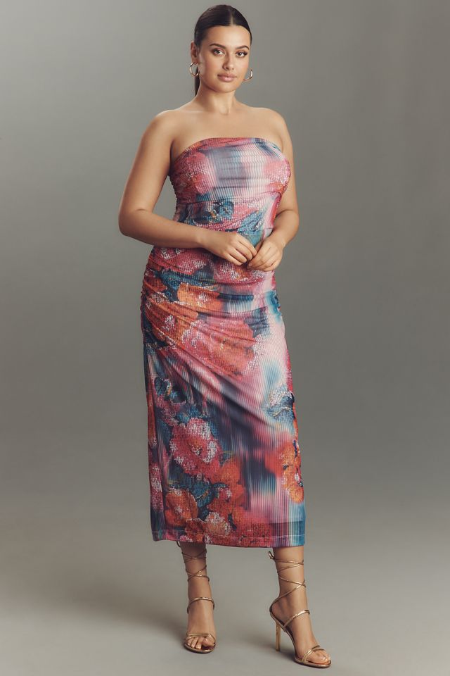 The Soleil Slim Strapless Ruched Mesh Dress #6