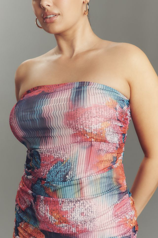 The Soleil Slim Strapless Ruched Mesh Dress #7
