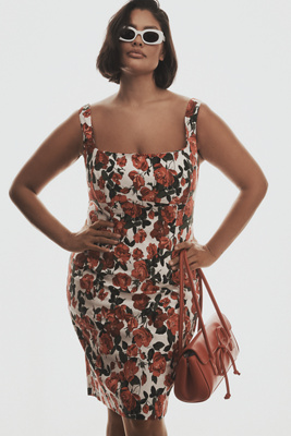 Maeve Sleeveless Square-neck Knee-length Dress In Brown