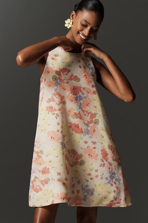 Maeve Sleeveless Crew-Neck Chiffon Mini Dress