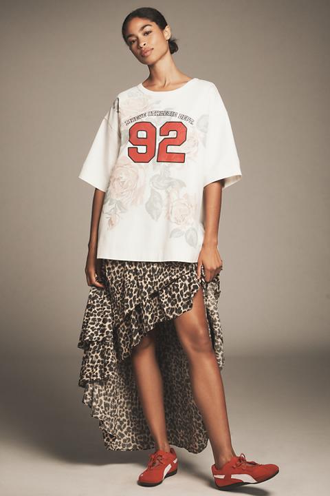 Maeve Oversized Twofer Graphic T-Shirt Midi Dress