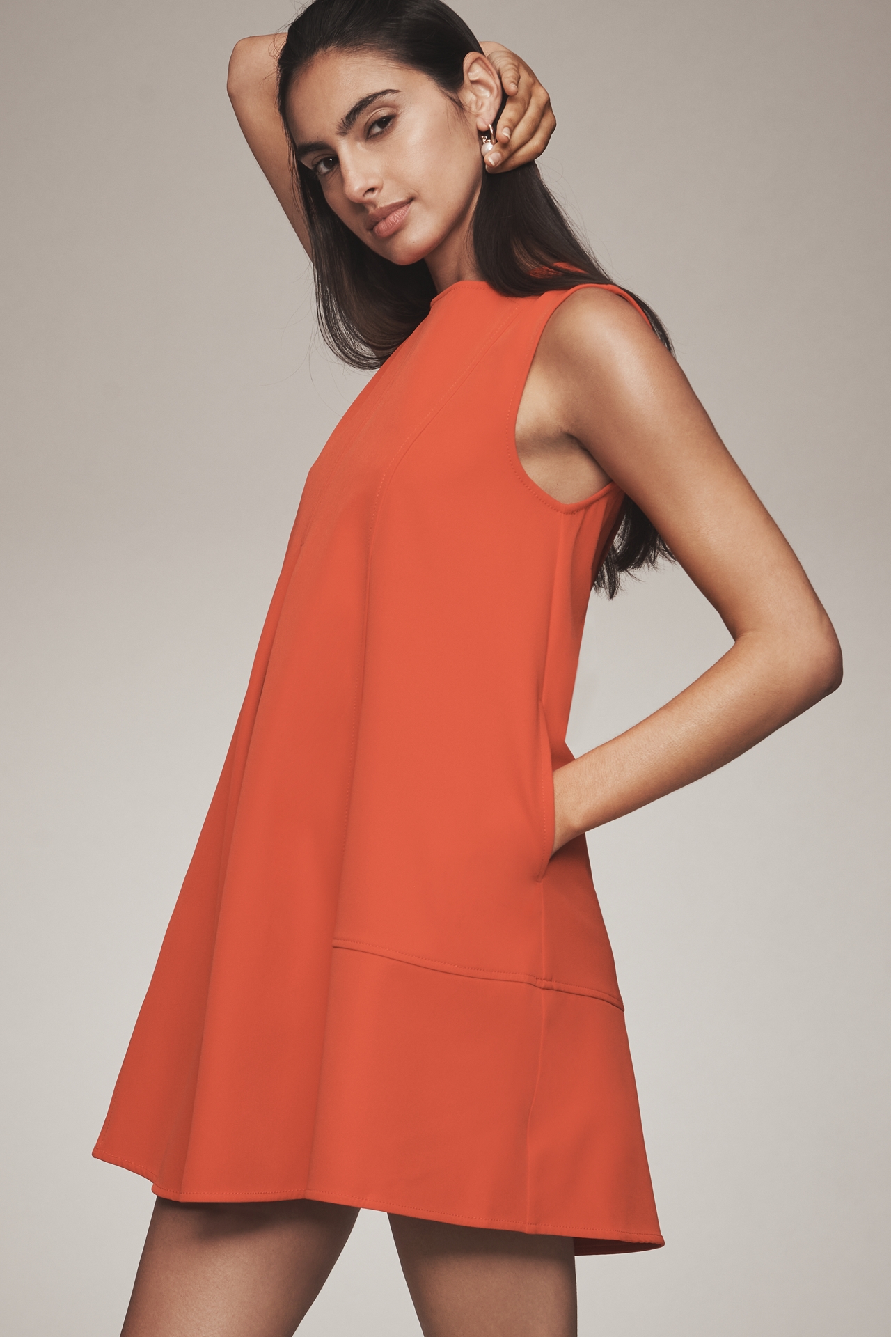 Maeve Sleeveless Crew-Neck Swing Mini Dress