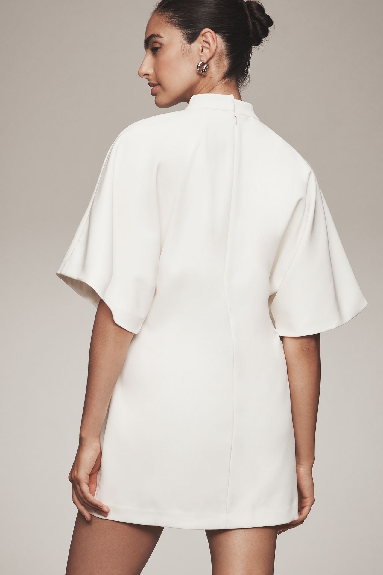 Maeve Short-Sleeve Mock-Neck Shift Mini Dress