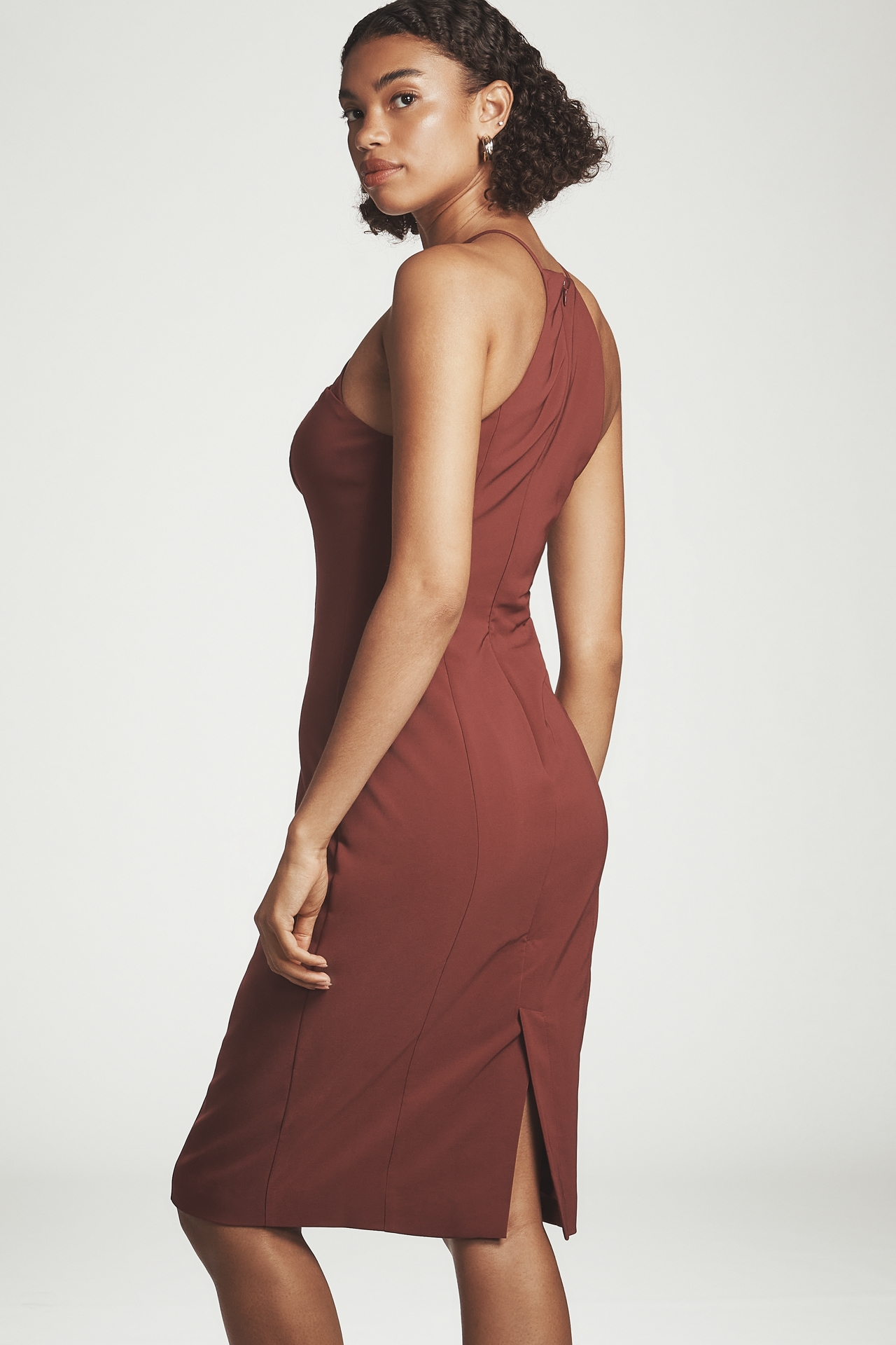 By Anthropologie Halter Cutout Slim Midi Dress