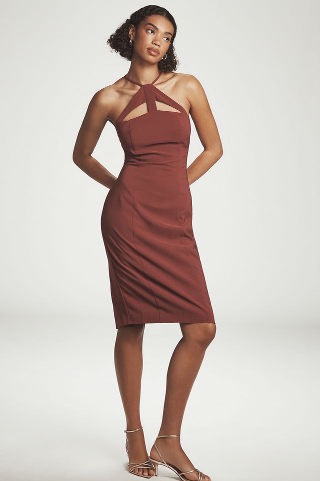 By Anthropologie Halter Cutout Slim Midi Dress #2