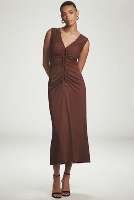 Abito midi Maeve senza maniche con scollo a V arricciato con borchie