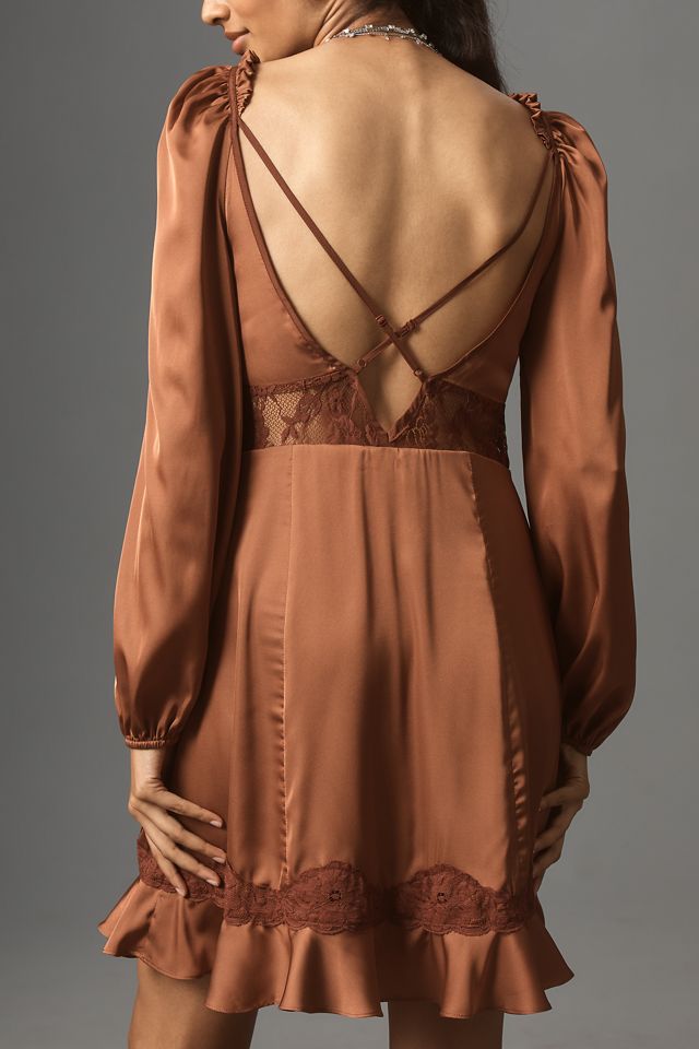 By Anthropologie Silky Lace Mini Dress #1