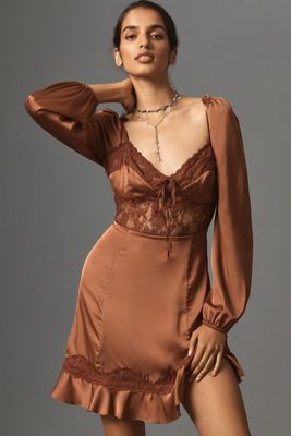 By Anthropologie Silky Lace Mini Dress