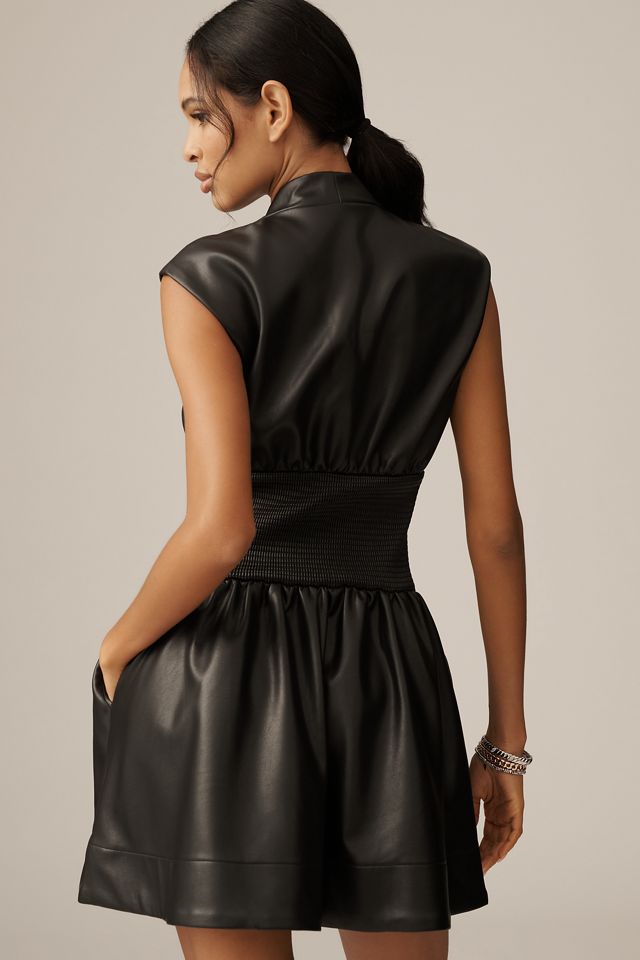 The Tommie Faux-Leather Front-Zip Mini Shirt Dress #1