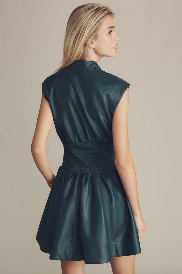 The Tommie Faux-Leather Front-Zip Mini Shirt Dress