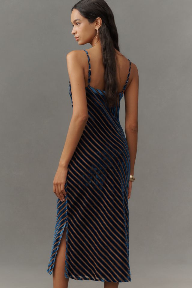 By Anthropologie Burnout Bias-Cut Slim Midi Dress