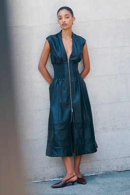 By Anthropologie The Tommie Faux-leather Midi Shirt Dress In Multi