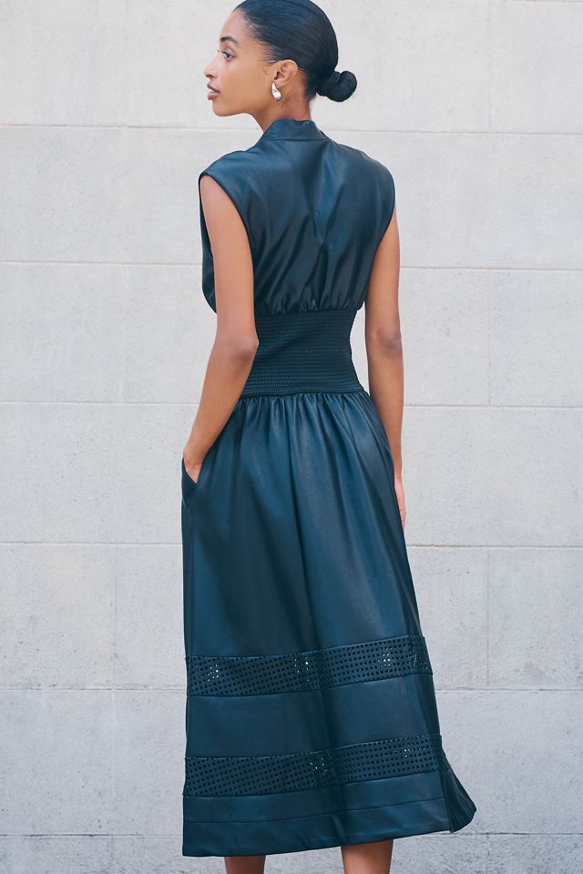 The Tommie Faux-Leather Midi Shirt Dress #2