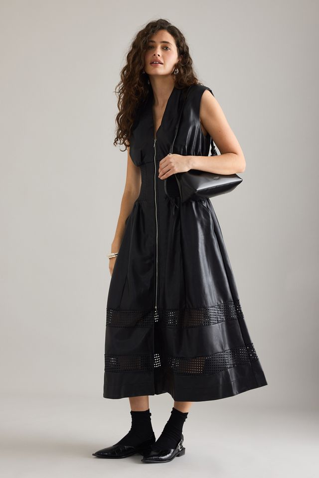 L'abito camicia midi Tommie in finta pelle con zip sul davanti #4