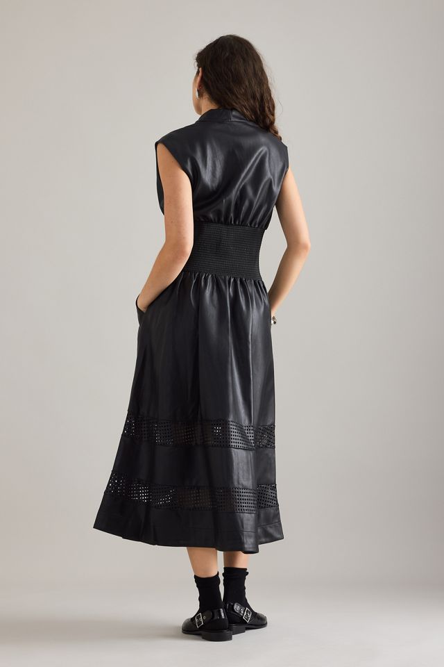 L'abito camicia midi Tommie in finta pelle con zip sul davanti #1