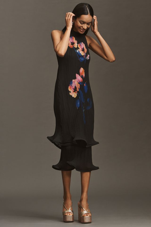 By Anthropologie Sleeveless Mock-Neck Plissé Midi Dress #2