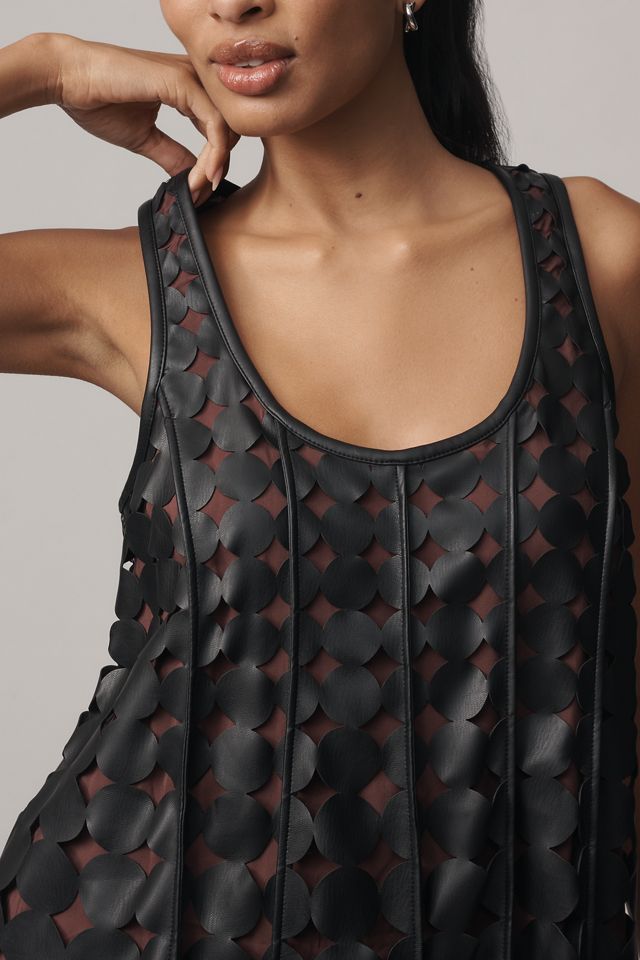 Maeve Faux-Leather Sleeveless Swing Dress #2