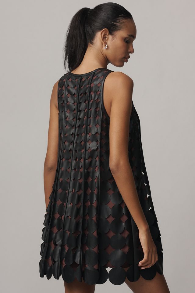 Maeve Faux-Leather Sleeveless Swing Dress #4