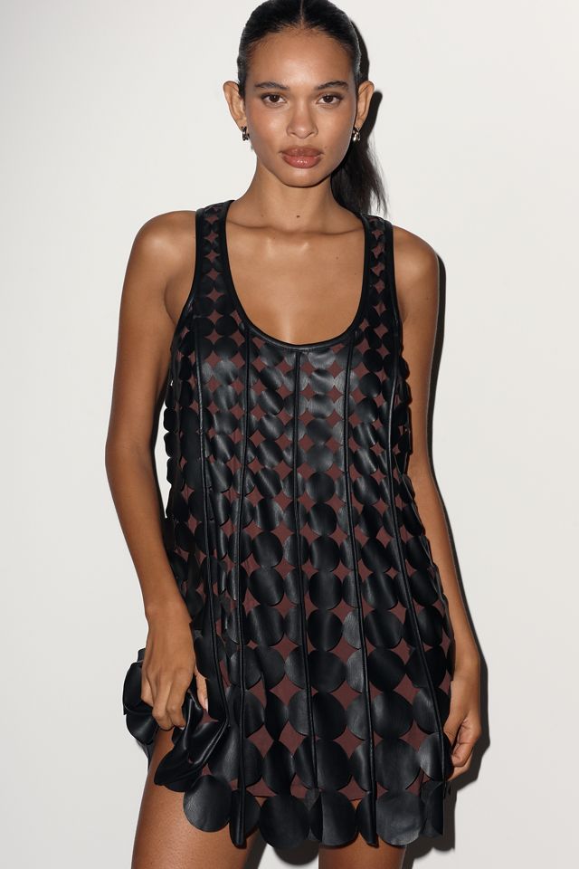 Maeve Faux-Leather Sleeveless Swing Dress #1