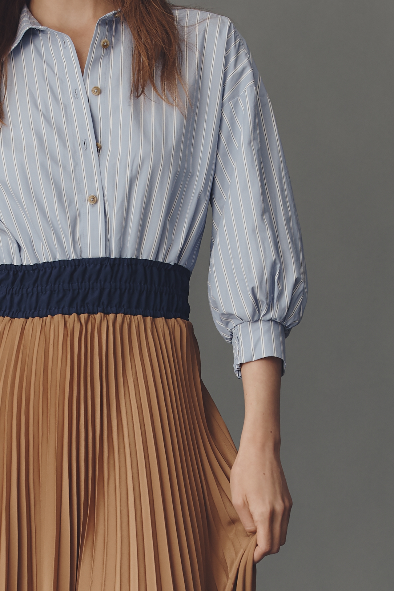 The Somerset Colorblock Pleated Twofer Maxi Dress