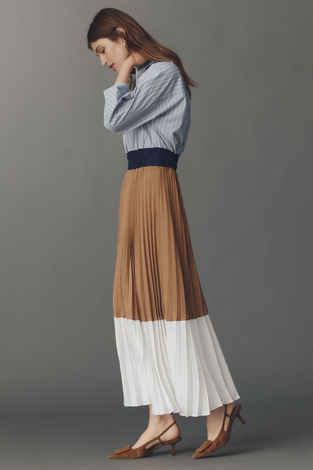 The Somerset Colorblock Pleated Twofer Maxi Dress #2
