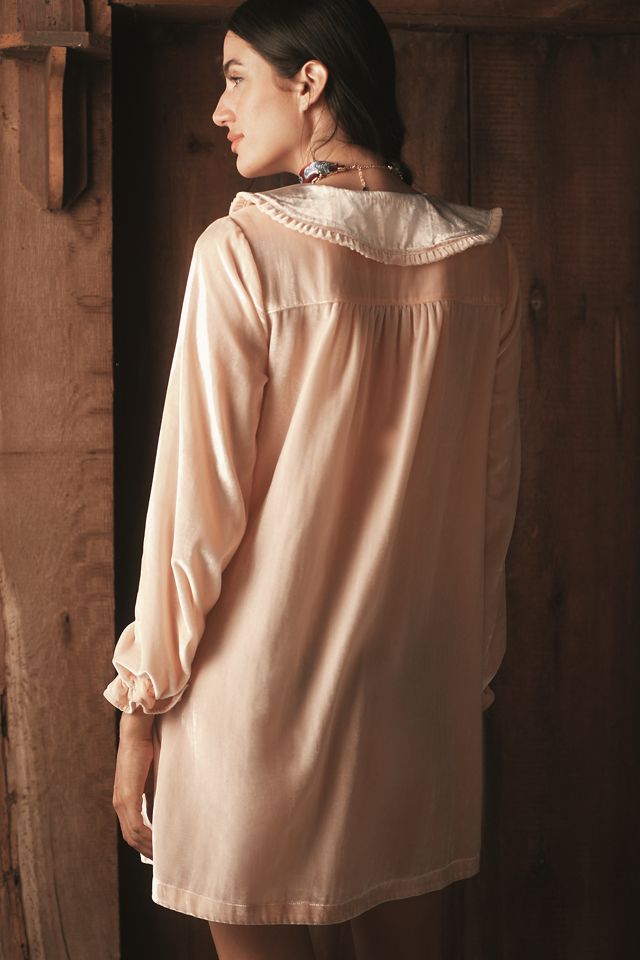 The Keira Long-Sleeve Velvet Mini Dress by Pilcro #2