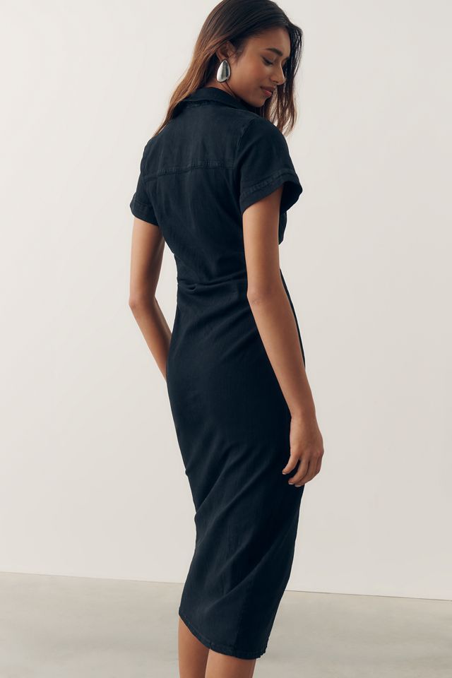 Robe chemise en denim froncée Pilcro à manches courtes mi-longues #2