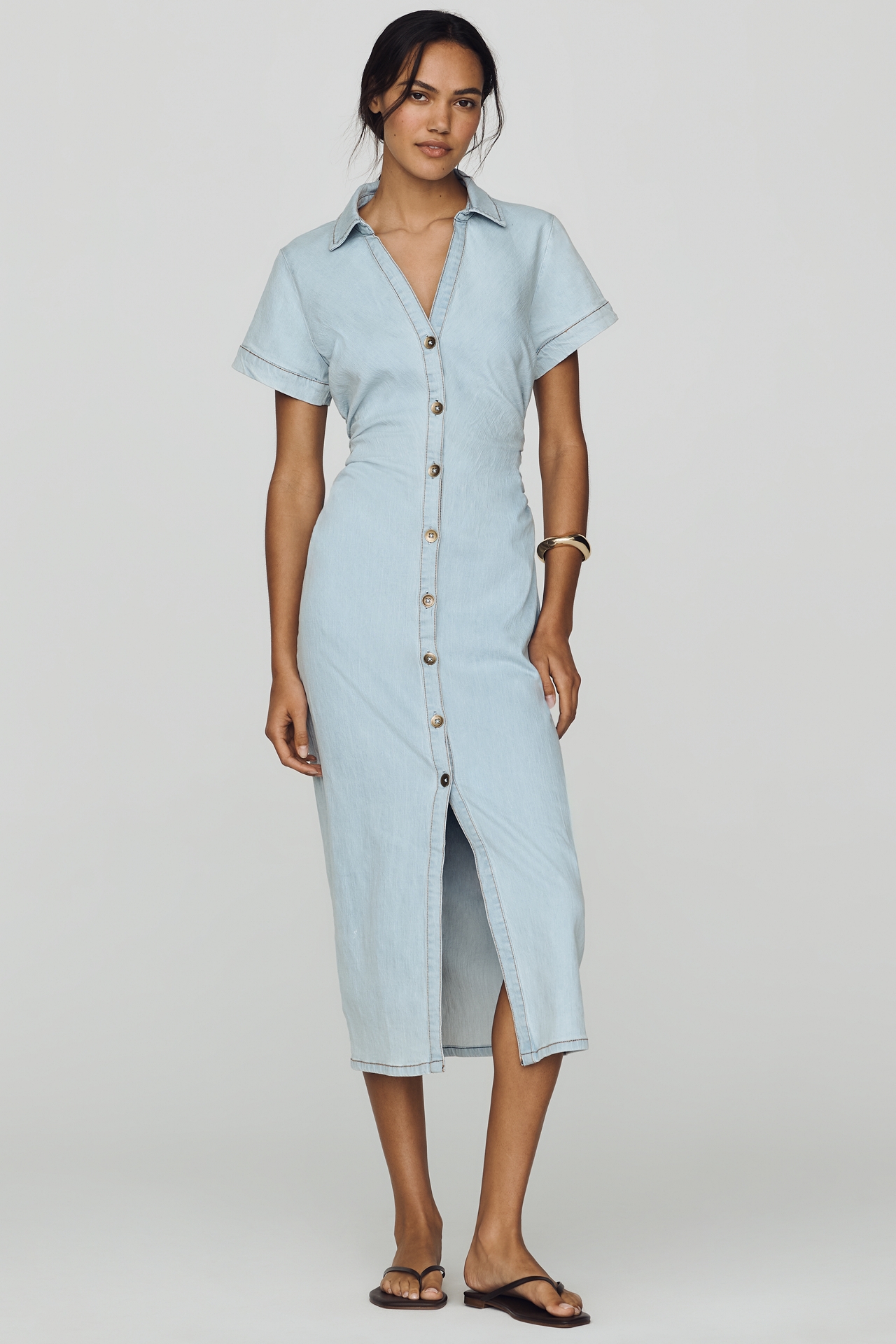 Greer Denim Midi Shirt Dress by Pilcro