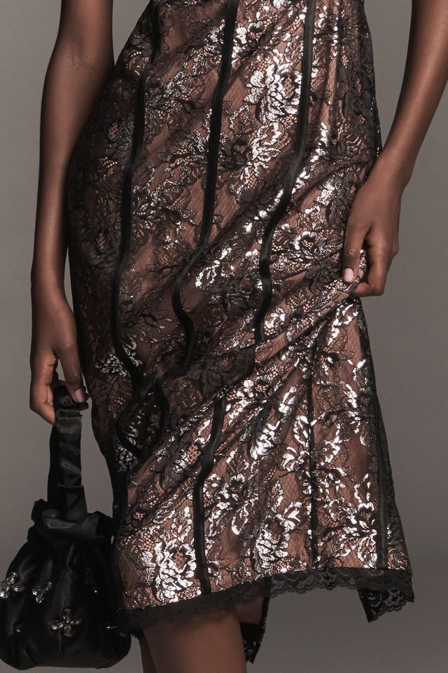 By Anthropologie Square-Neck Shine Midi Dress #2