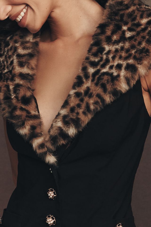 Maeve Faux Fur Collar Mini Dress #3