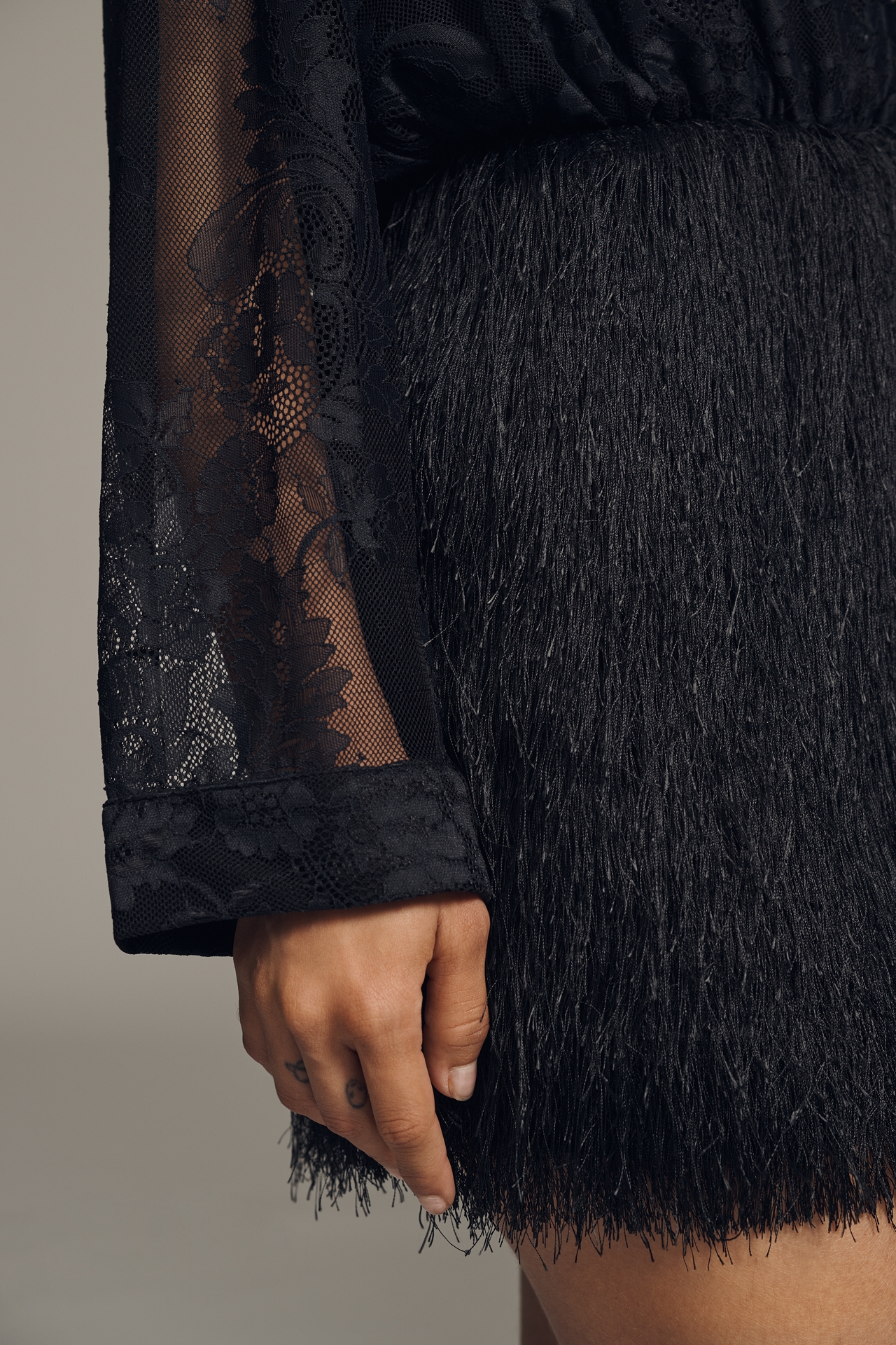 Maeve Fringe Twofer Mini Shirt Dress