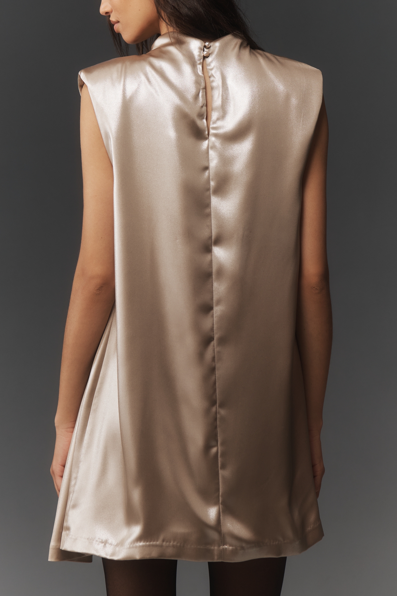 By Anthropologie Sleeveless Liquid Shine Mini Dress