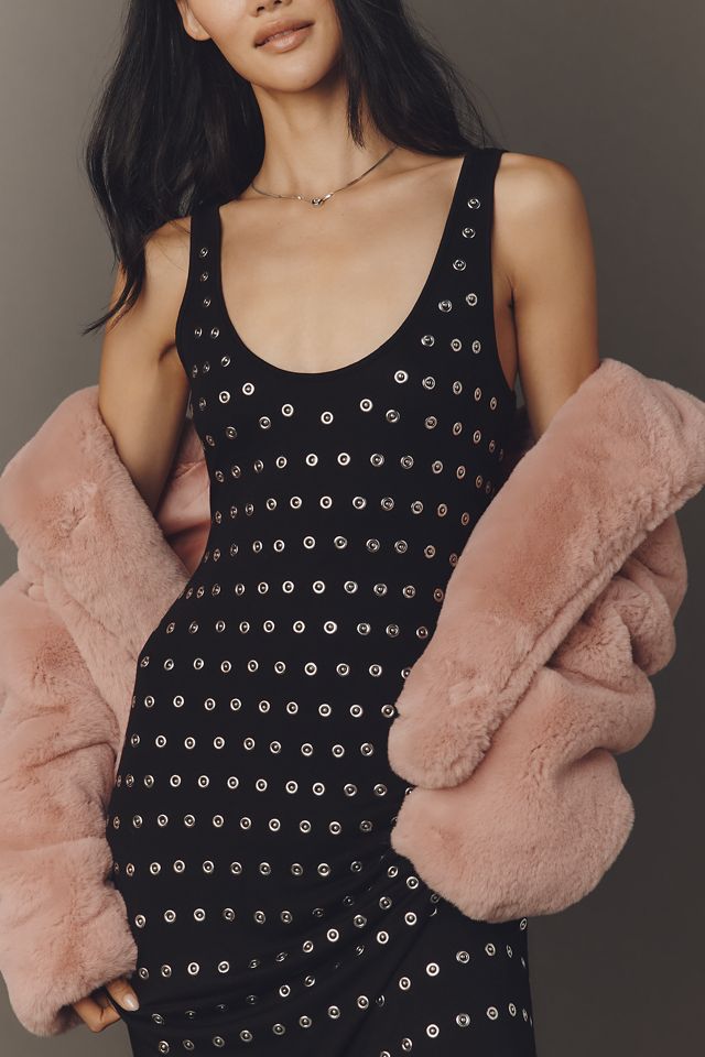By Anthropologie Sleeveless Metallic Knit Slim Midi Dress #2