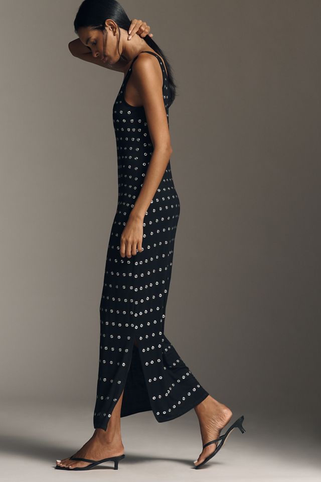 By Anthropologie Sleeveless Metallic Knit Slim Midi Dress #4