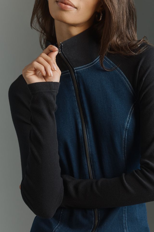 Pilcro Denim Knit Zip-Up Mini Dress #1