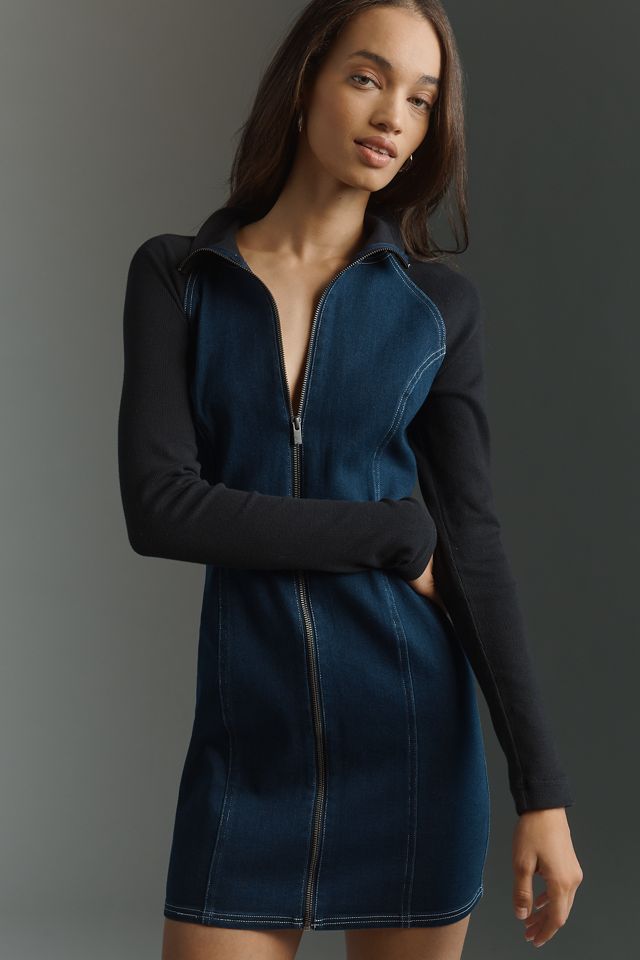 Pilcro Denim Knit Zip-Up Mini Dress #2
