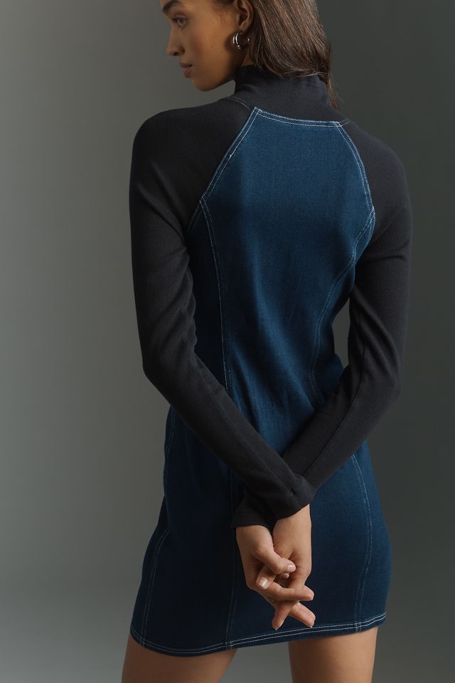 Pilcro Denim Knit Zip-Up Mini Dress #3