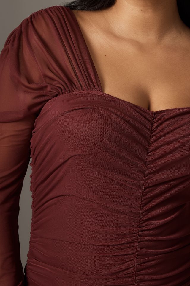 By Anthropologie Long-Sleeve Ruched Slim Midi Dress #5