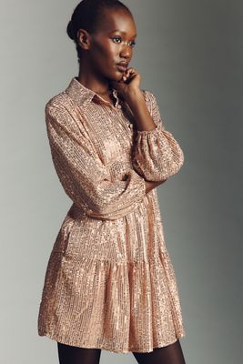 The Bettina Tiered Mini Shirt Dress by Maeve