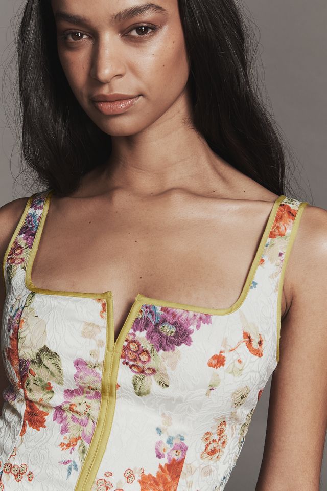 Maeve Square-Neck Piped Jacquard Midi Dress #1