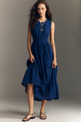 By Anthropologie Sleeveless Smocked Waist A-Line Midi Dress | Anthropologie