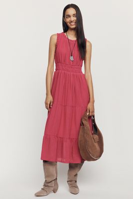 By Anthropologie Sleeveless Smocked Waist A-Line Midi Dress