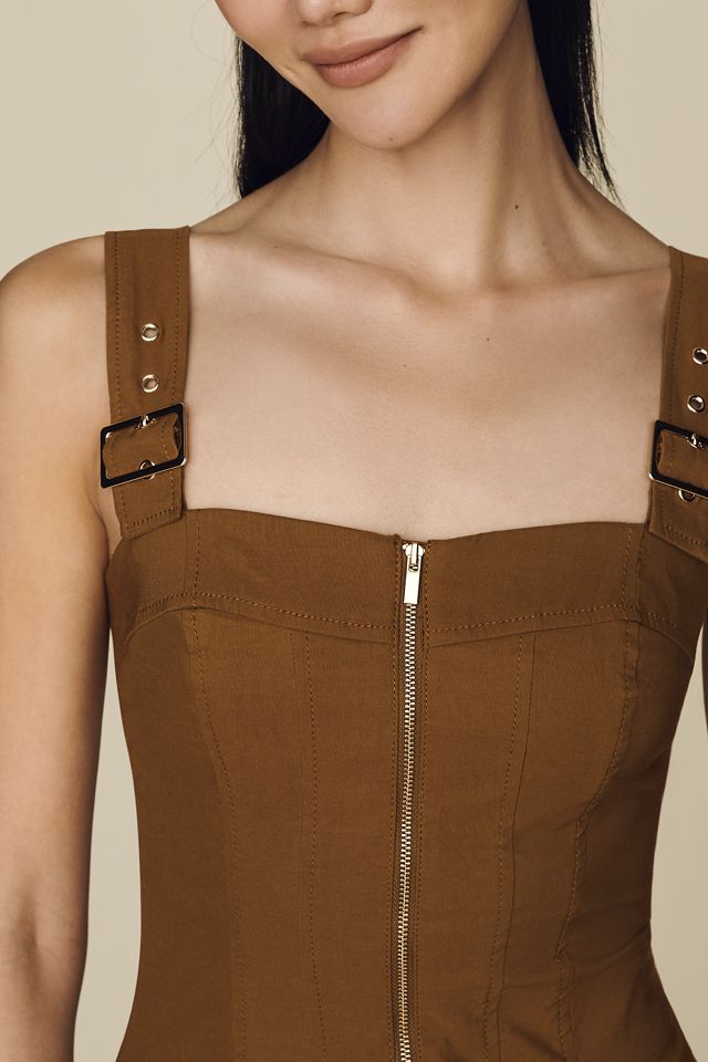 Maeve Hardware A-Line Zip-Front Midi Dress #1
