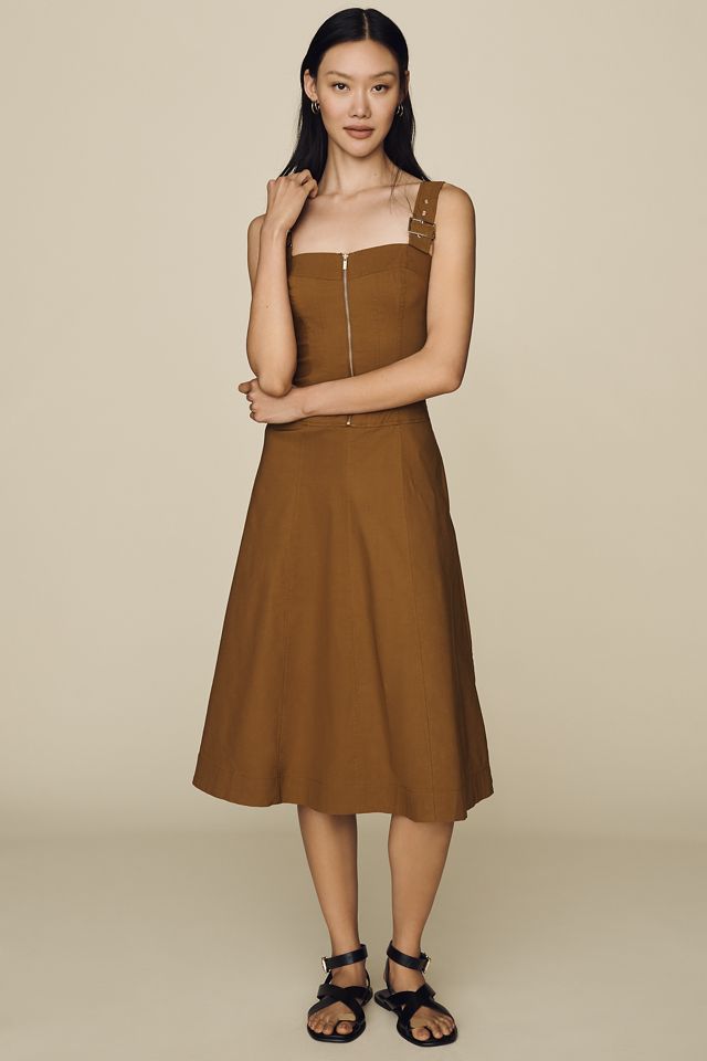 Maeve Hardware A-Line Zip-Front Midi Dress #3