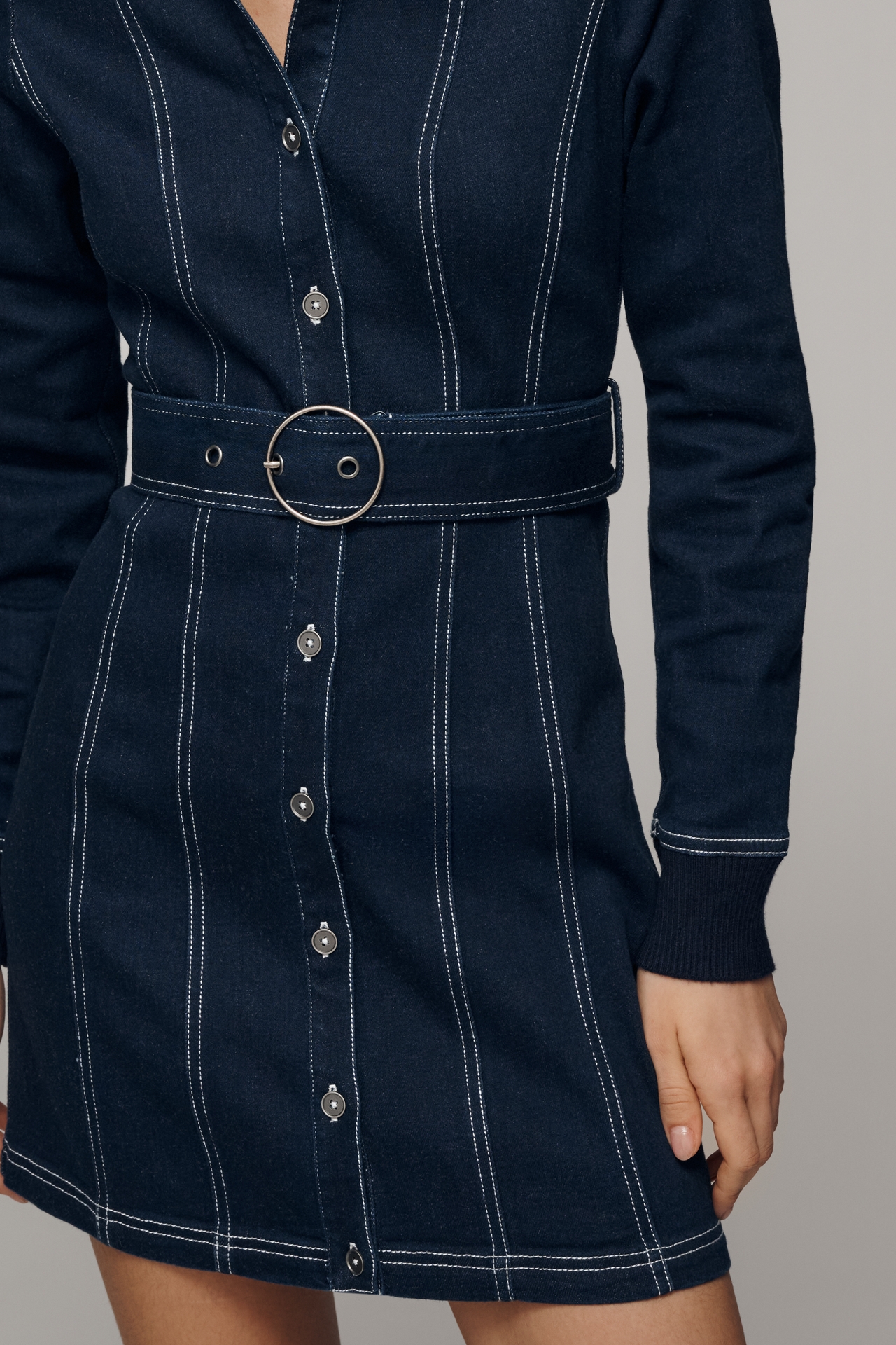 Pilcro Denim Long-Sleeve Mini Shirt Dress