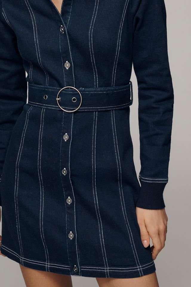 white christmas dresses Pilcro Long-Sleeve Denim Micro Mini Shirt Dress main image 1