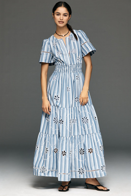 The Somerset Cotton Embroidered Eyelet Maxi Dress