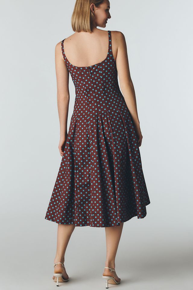 Maeve Sleeveless Square-Neck Corset Midi Dress | Anthropologie