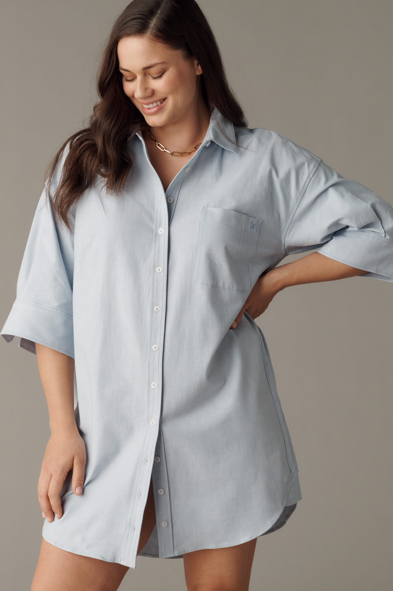 The Mabel Short-Sleeve Shirt Dress by Maeve