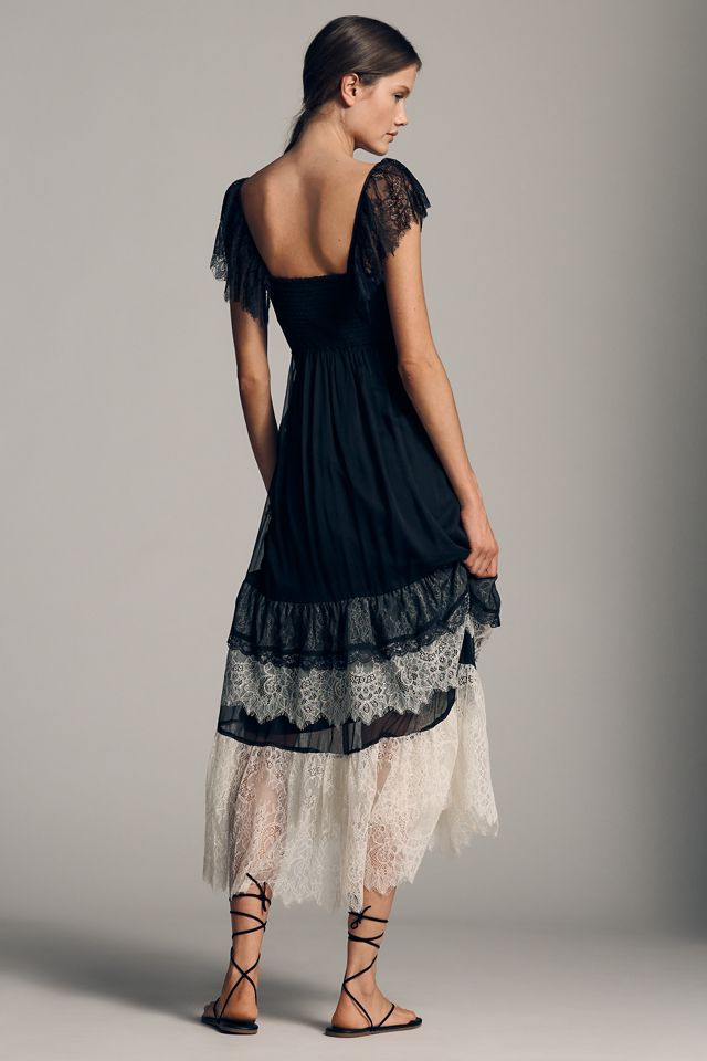 By Anthropologie Tiered Ruffle Flutter-Sleeve Dress